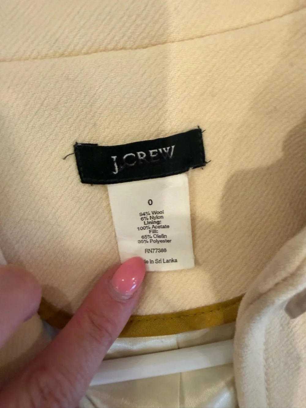 J.Crew Cream Wool Coat - Picture 5 of 6